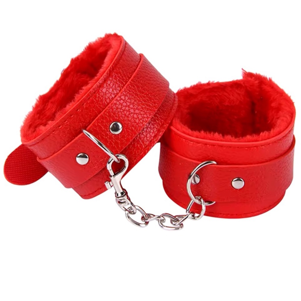 PU leather handcuffs REDcosplay sexy plush fleece adjustable ankle cuffs NWT new